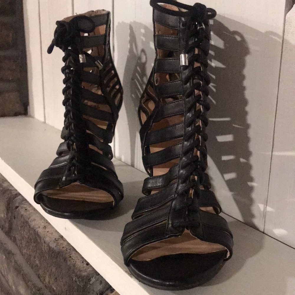 Nine West Black Stiletto Strappy Sandals 7.5 - Picture 3 of 16